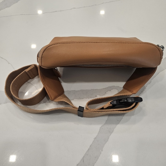 Monos Sling Tan Vegan Leather Unisex Crossbody Bag - Picture 4 of 14